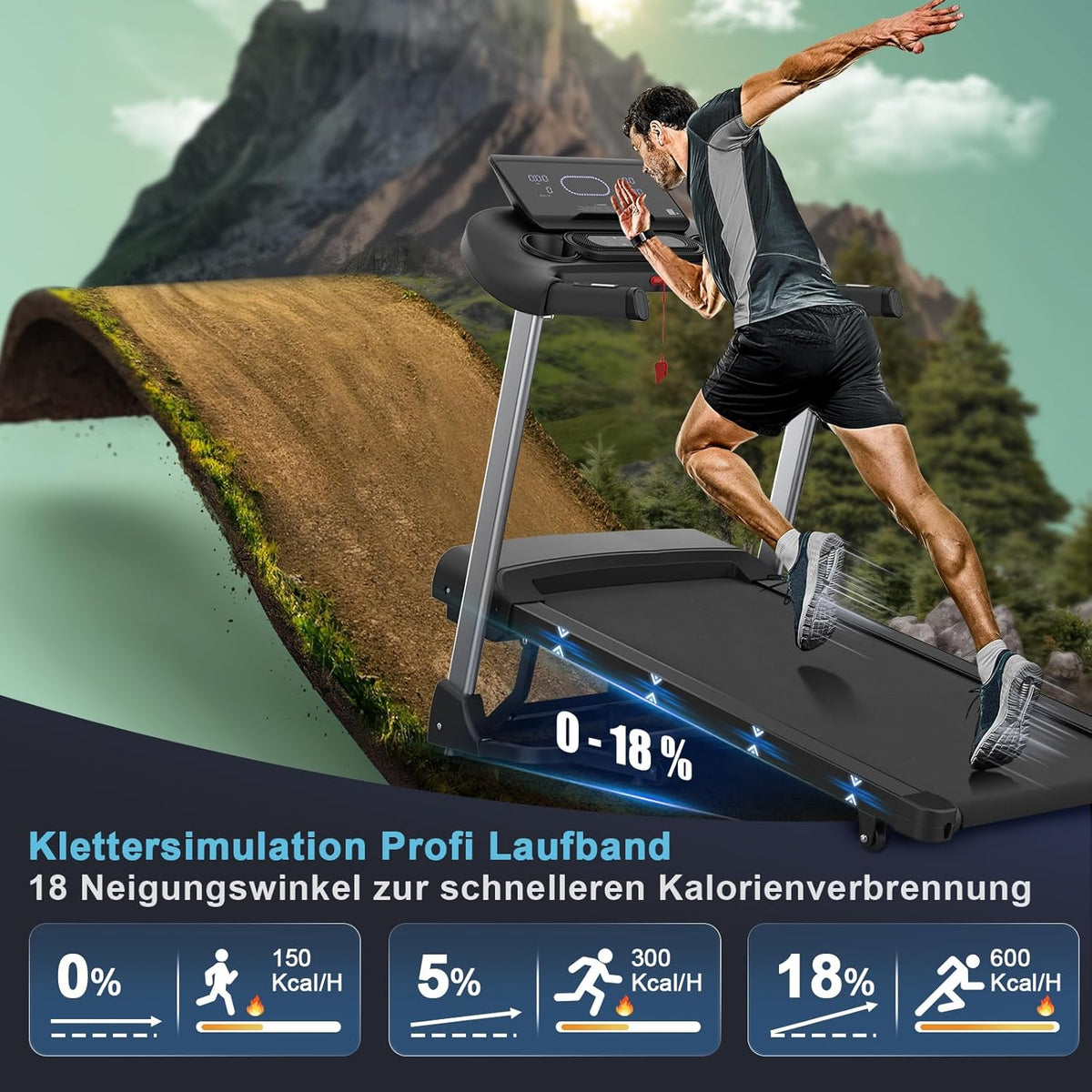 Kitopa Laufband: Hochgeschwindig, 7 PS, große Lauffläche, klappbar✨