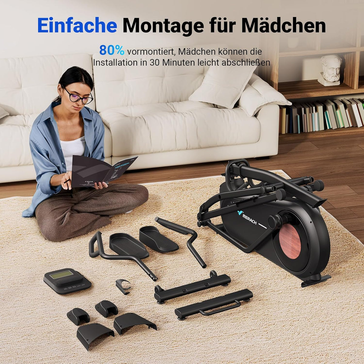 MERACH Heimtrainer Crosstrainer: Leise, Magnetisch, App, 8 Stufen, 160KG Kapazität ✨