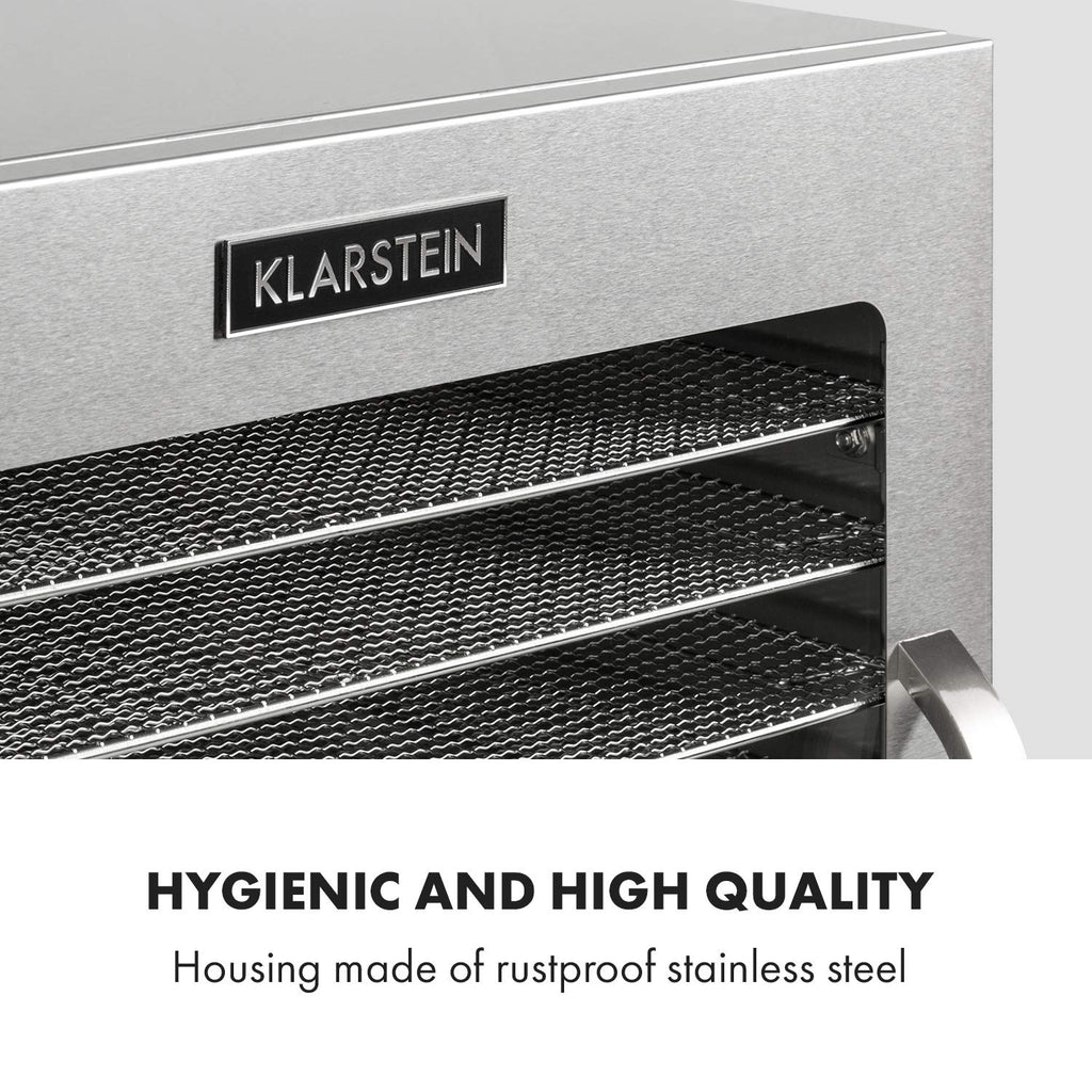 Klarstein Dörrgerät, Dörrautomat für Gemüse, Obst, Pilze & Fleisch, 1500W Edelstahl-Dörrautomat, Trockenautomat mit 16 Metallgitter, Dörrgerät mit 24H Timer & Touch-Display, Food Dehydratoro