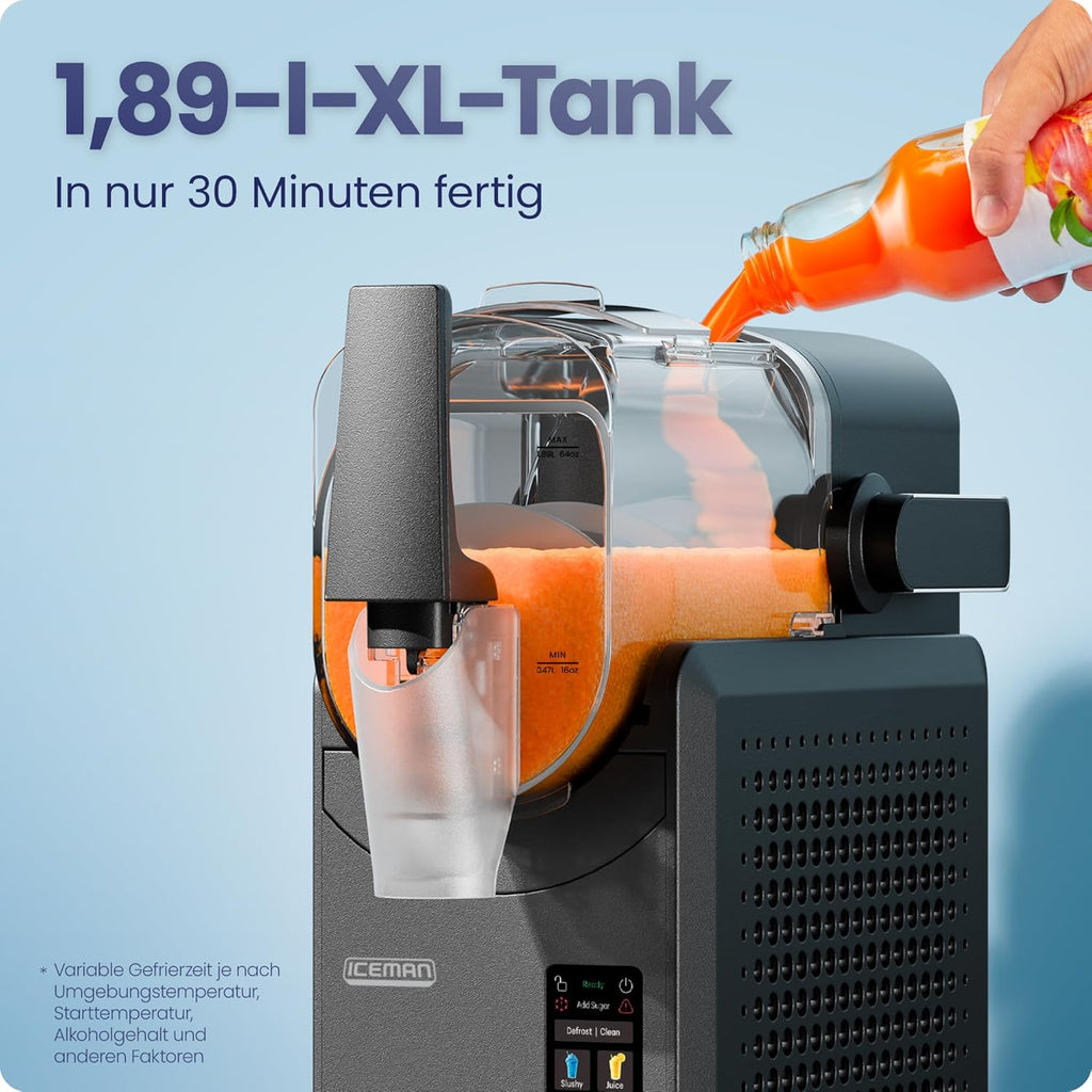 ICEMAN RJ62 Slush-Maschine 5 Programme – Automatisch, Touchpad, Defrost-Funktion, Schwarz