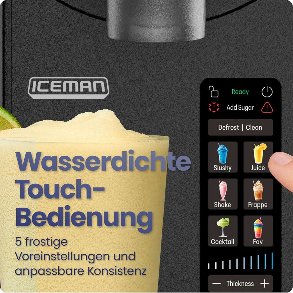 ICEMAN RJ62 Slush-Maschine 5 Programme – Automatisch, Touchpad, Defrost-Funktion, Schwarz