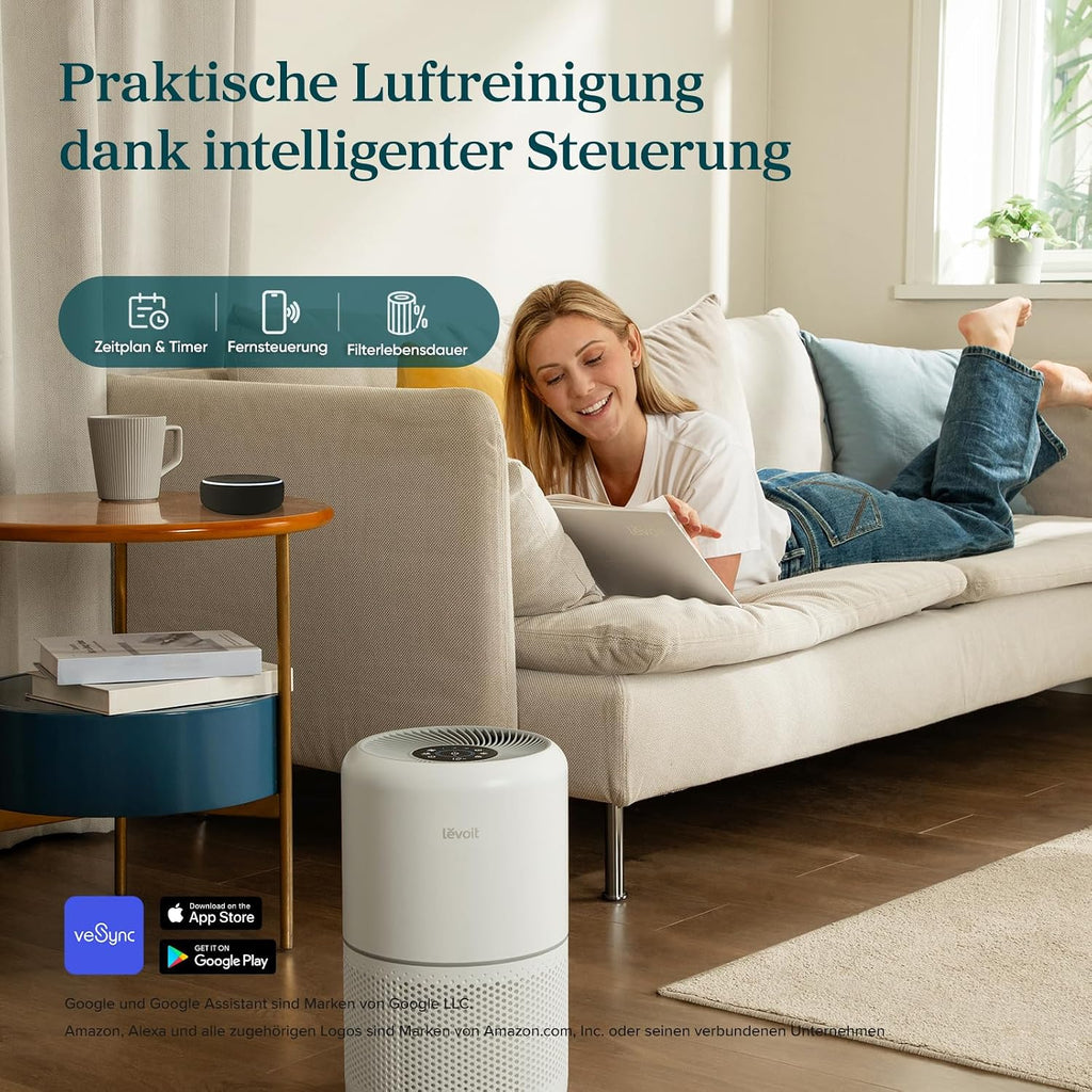 Levoit Core 300S Smart Luftreiniger – HEPA 99,97%, Lasersensor, 20m² in 12min, 22dB, VeSync App, Weiß
