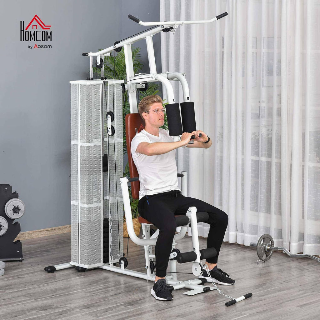 HOMCOM Multistation: Kraftstation mit Latzug, Butterfly & 45 kg Gewichten ✨