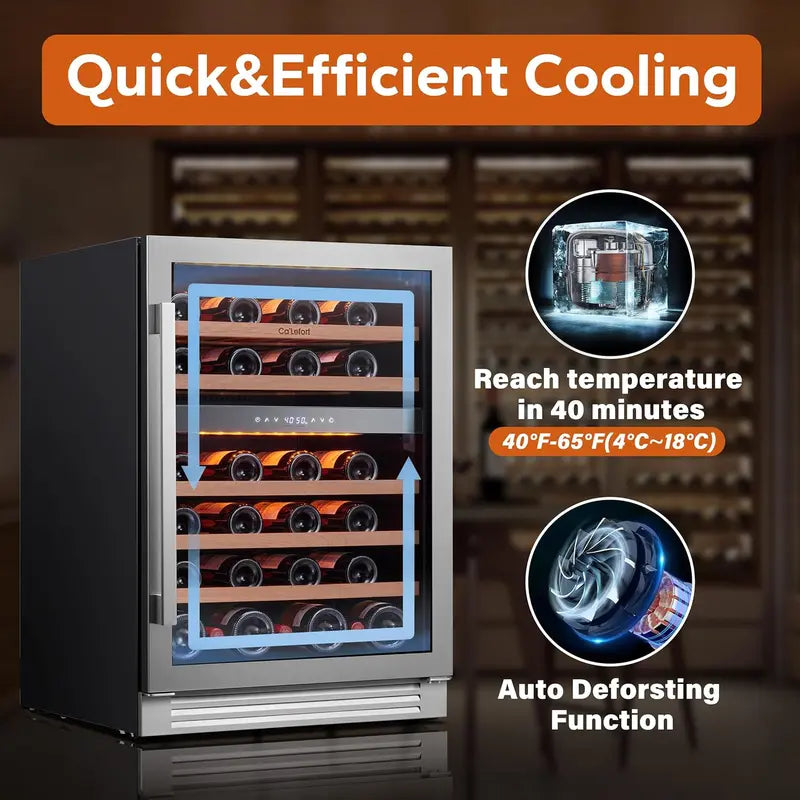 24-Inch Smart Dual-Zone Wine Refrigerator – 46-Bottle Capacity, Touchscreen Control, 40–65°F Range