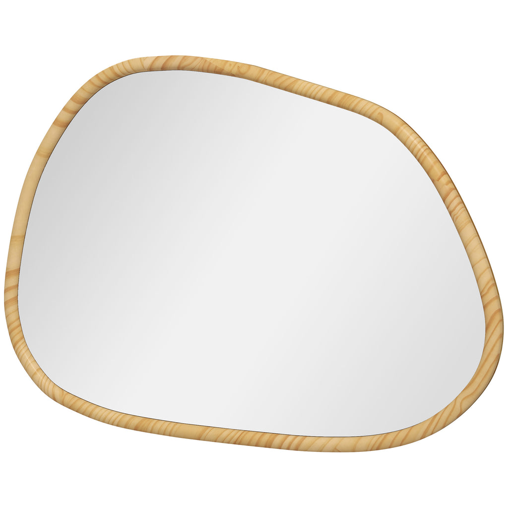 HOMCOM Wandspiegel Dekospiegel Spiegel, Vintage-Design, 70 cm x 2,1 cm x 50 cm, Massivholz, Natur