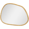 HOMCOM Wandspiegel Dekospiegel Spiegel, Vintage-Design, 70 cm x 2,1 cm x 50 cm, Massivholz, Natur