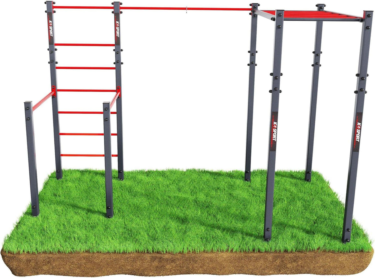 K-Sport Calisthenics Turnstange: Wetterfeste Garten-Kraftstation mit Hangelleiter ✨