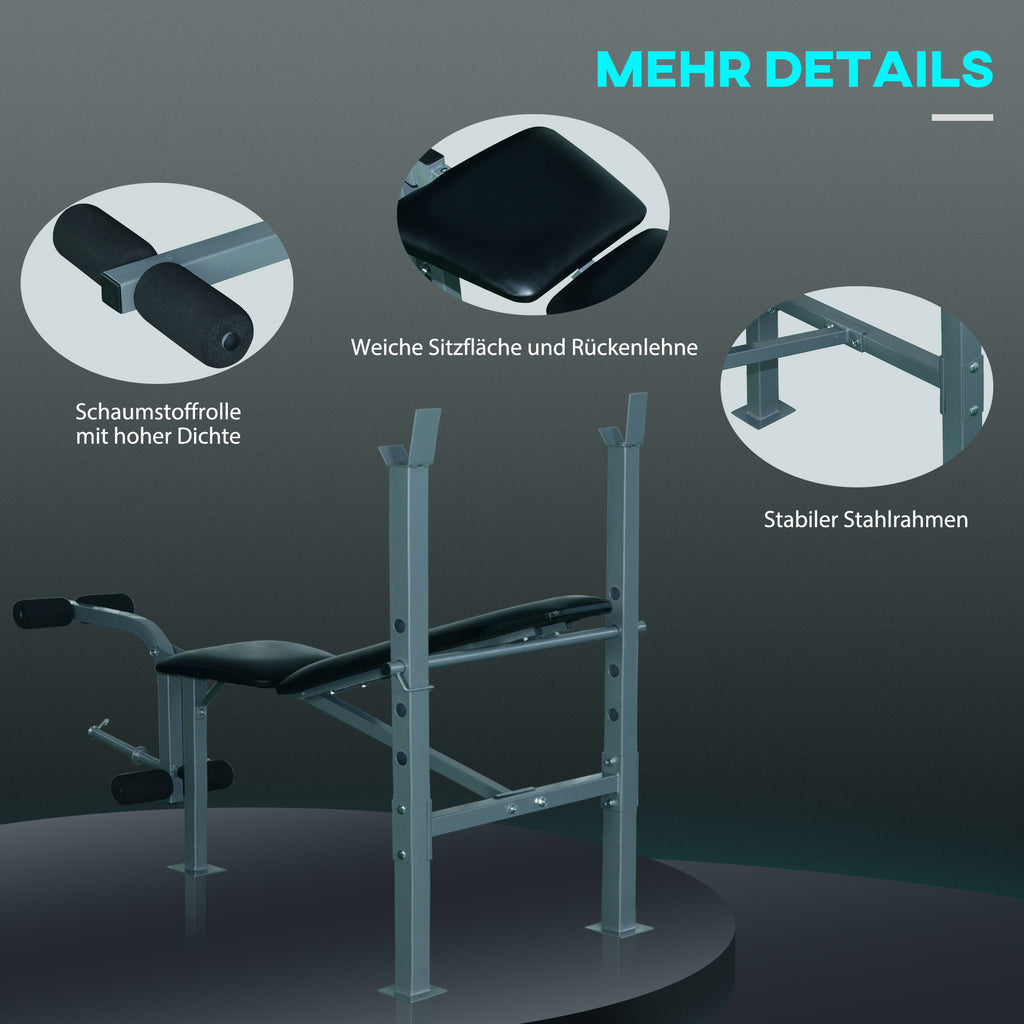 HOMCOM Multifunktion Hantelbank Trainingsbank Kraftstation Schrägbank Fitnessstation Fitnessgerät Stahl 165 x 68 x 114 cm