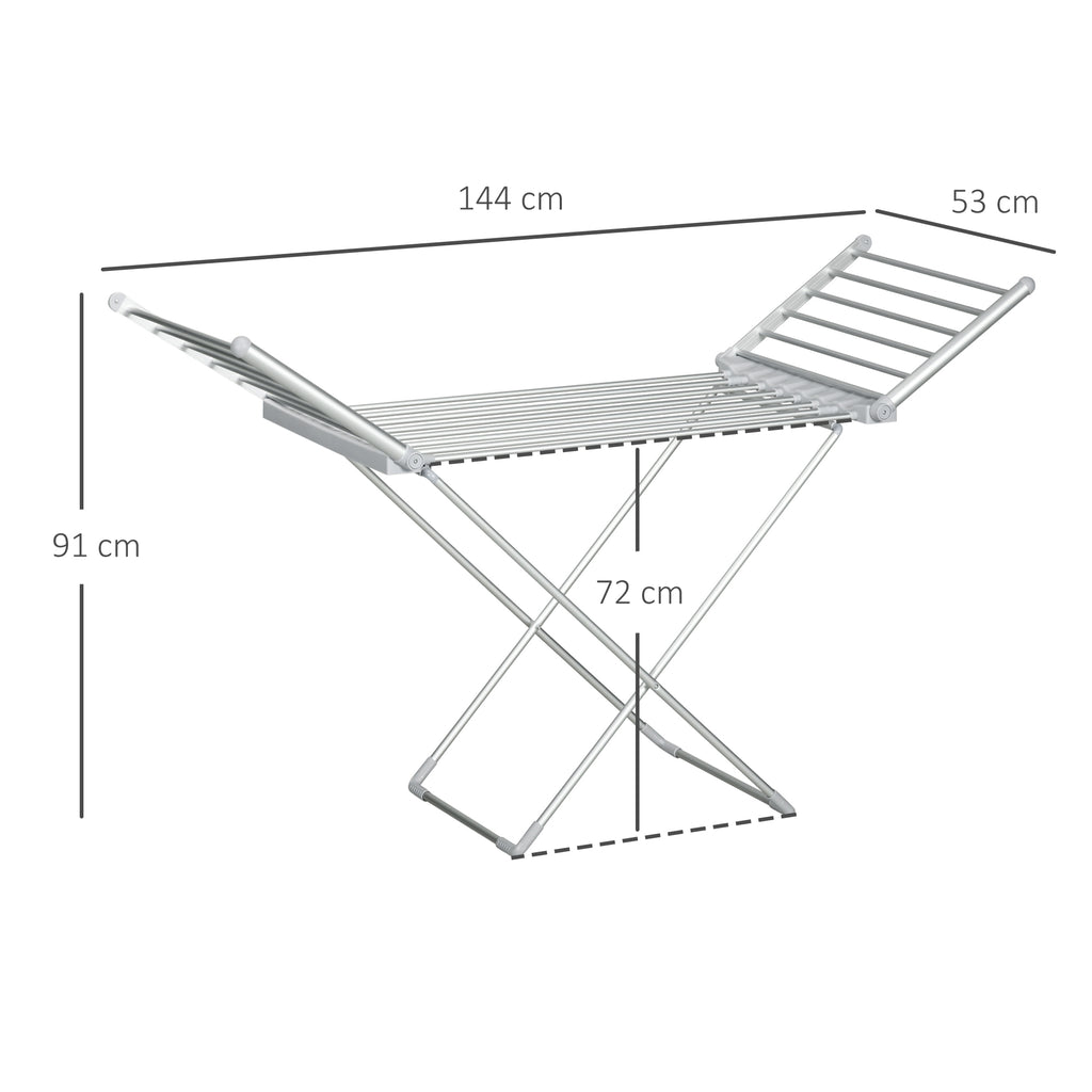 HOMCOM Wäscheständer mit Heizfunktion, 45-55 ℃, zusammenklappbar, 144L x 53B x 96H cm