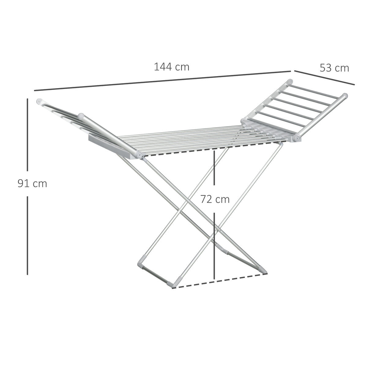 HOMCOM Wäscheständer mit Heizfunktion, 45-55 ℃, zusammenklappbar, 144L x 53B x 96H cm