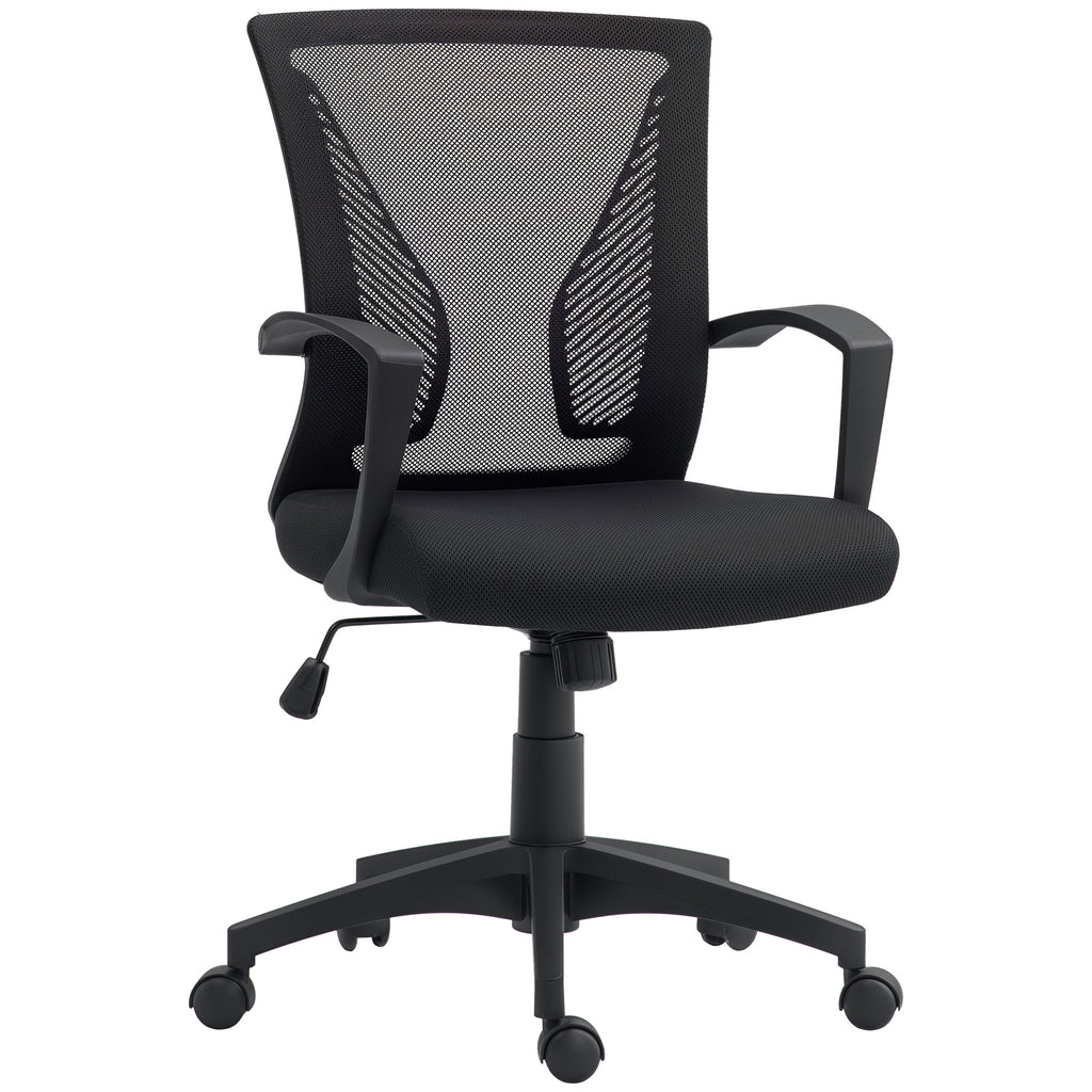 HOMCOM Bürostuhl mit Mesh-Rückenlehne, höhenverstellbar, bis 120 kg, Schwarz