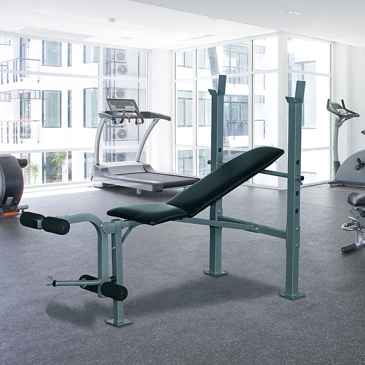 HOMCOM Multifunktion Hantelbank Trainingsbank Kraftstation Schrägbank Fitnessstation Fitnessgerät Stahl 165 x 68 x 114 cm