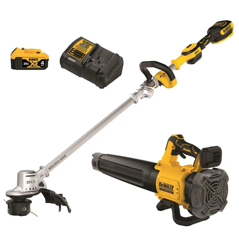20V Cordless String Trimmer & Handheld Blower Combo Kit – Foldable Design for Easy Storage