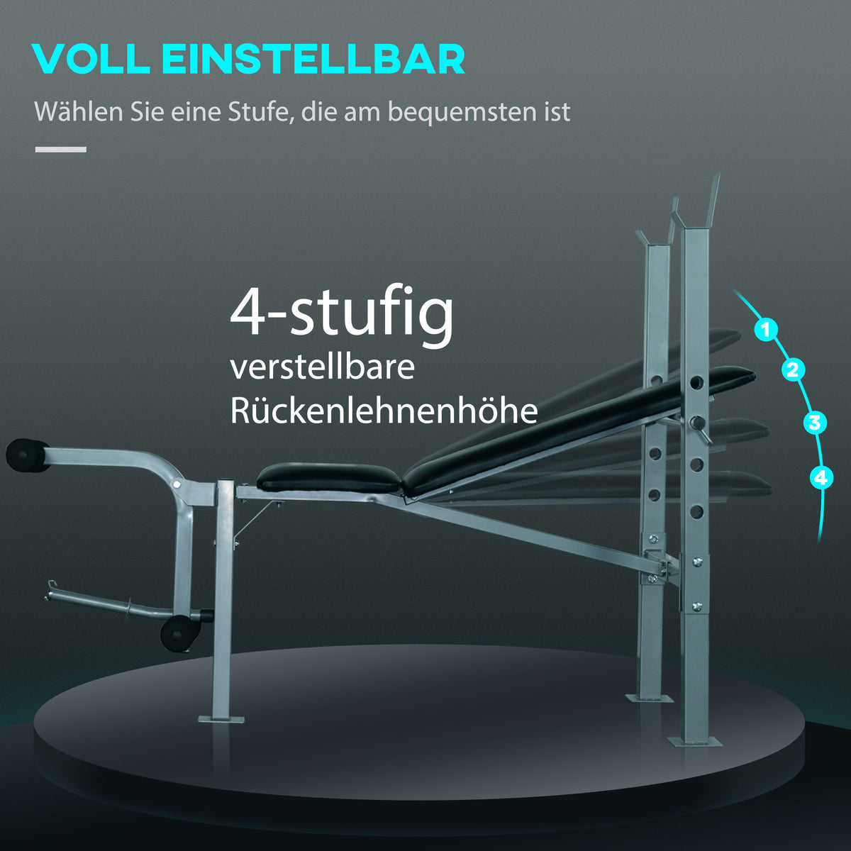 HOMCOM Multifunktion Hantelbank Trainingsbank Kraftstation Schrägbank Fitnessstation Fitnessgerät Stahl 165 x 68 x 114 cm