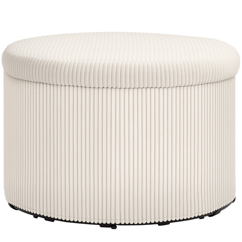 HOMCOM Fußhocker mit 97 L Stauraum, Cordstoff, Schaumstoff, Sitzhocker, Beige