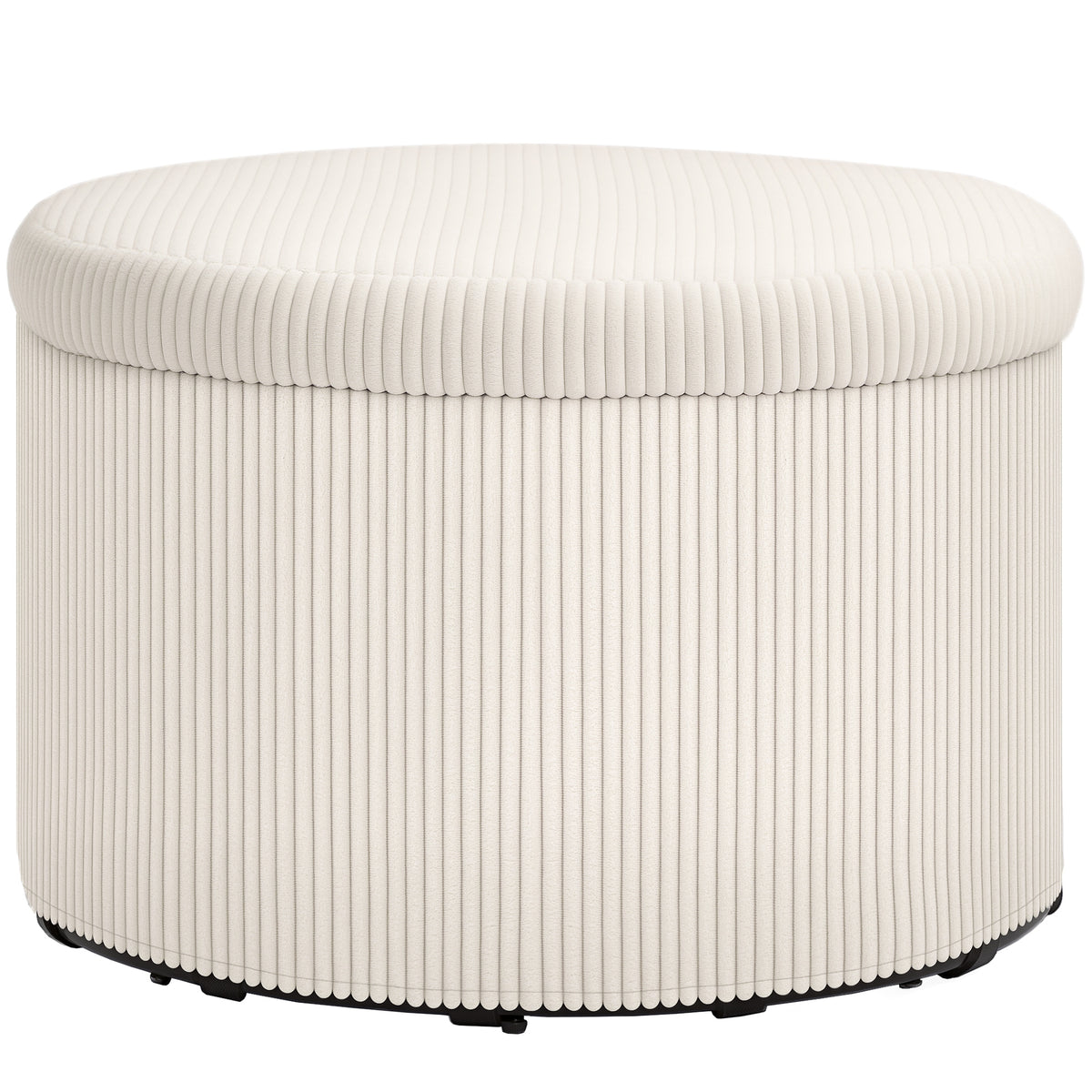 HOMCOM Fußhocker mit 97 L Stauraum, Cordstoff, Schaumstoff, Sitzhocker, Beige