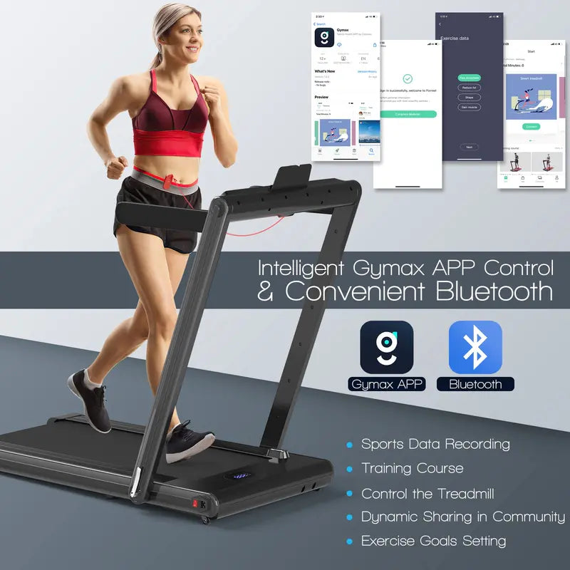 2-in-1 Under-Desk Treadmill – Foldable Electric Model with 2.25HP Motor and LED Control Display
