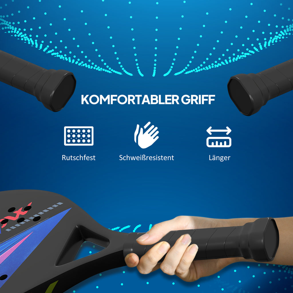 SPORTNOW Beach-Tennisschläger-Set, rutschfester Griff, Kohlefaser, Schwarz