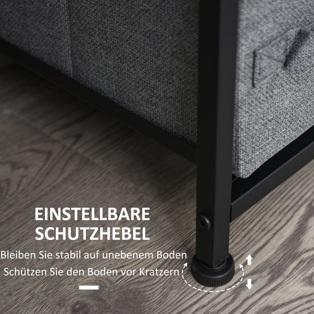 HOMCOM Kommode mit 7 faltbaren Stoffschubladen, Vlies, Metallgestell, 63,5 x 30 x 71 cm, Dunkelgrau