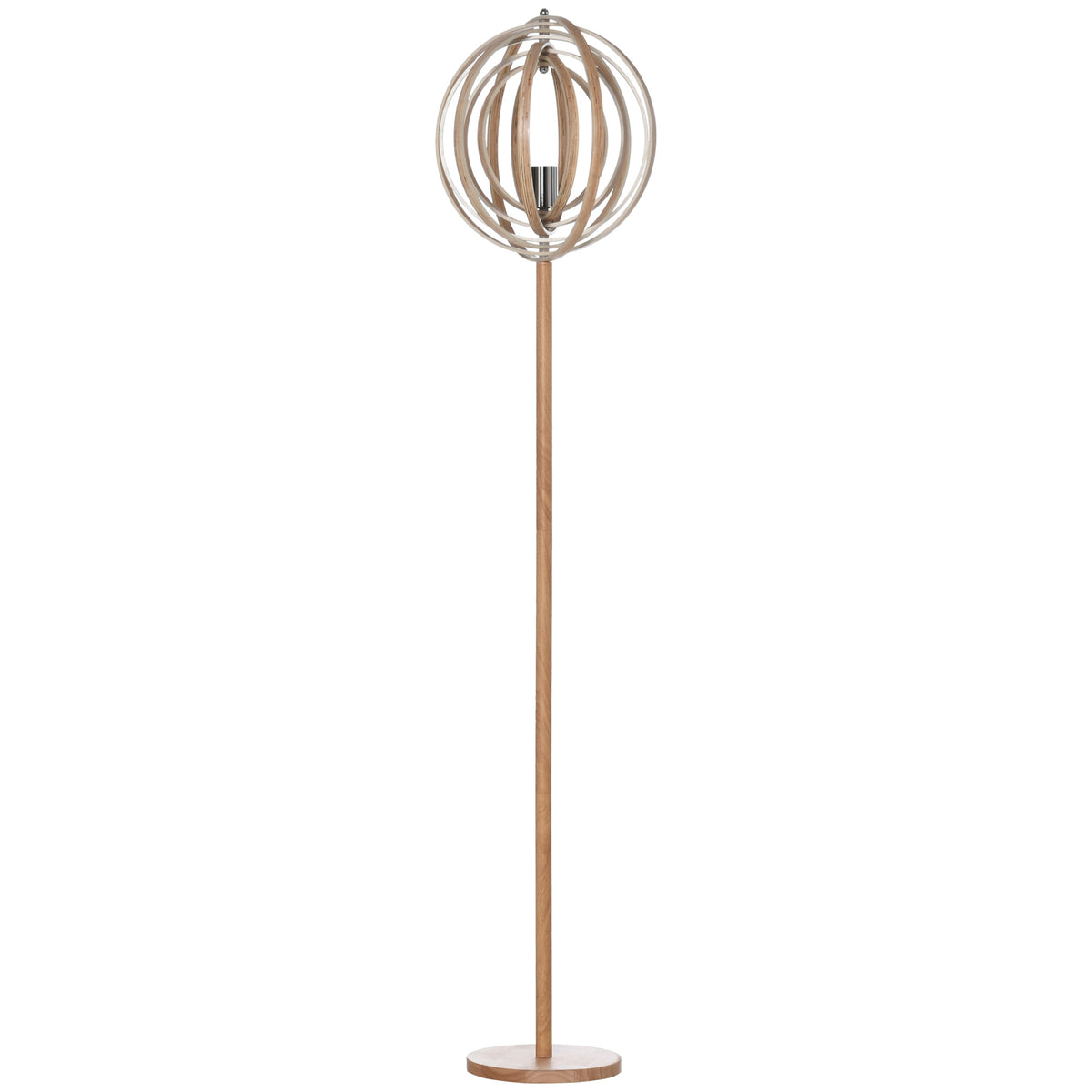 HOMCOM Stehlampe mit Kreisförmigem Lampenschirm 40 W Max. Naturholz Ø 38 x 160 cm