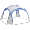 Outsunny Event Shelter 3,5 x 3,5m Pavillon mit Haken Tür Wasserabweisend winterfest Gartenpavillon Hellblau