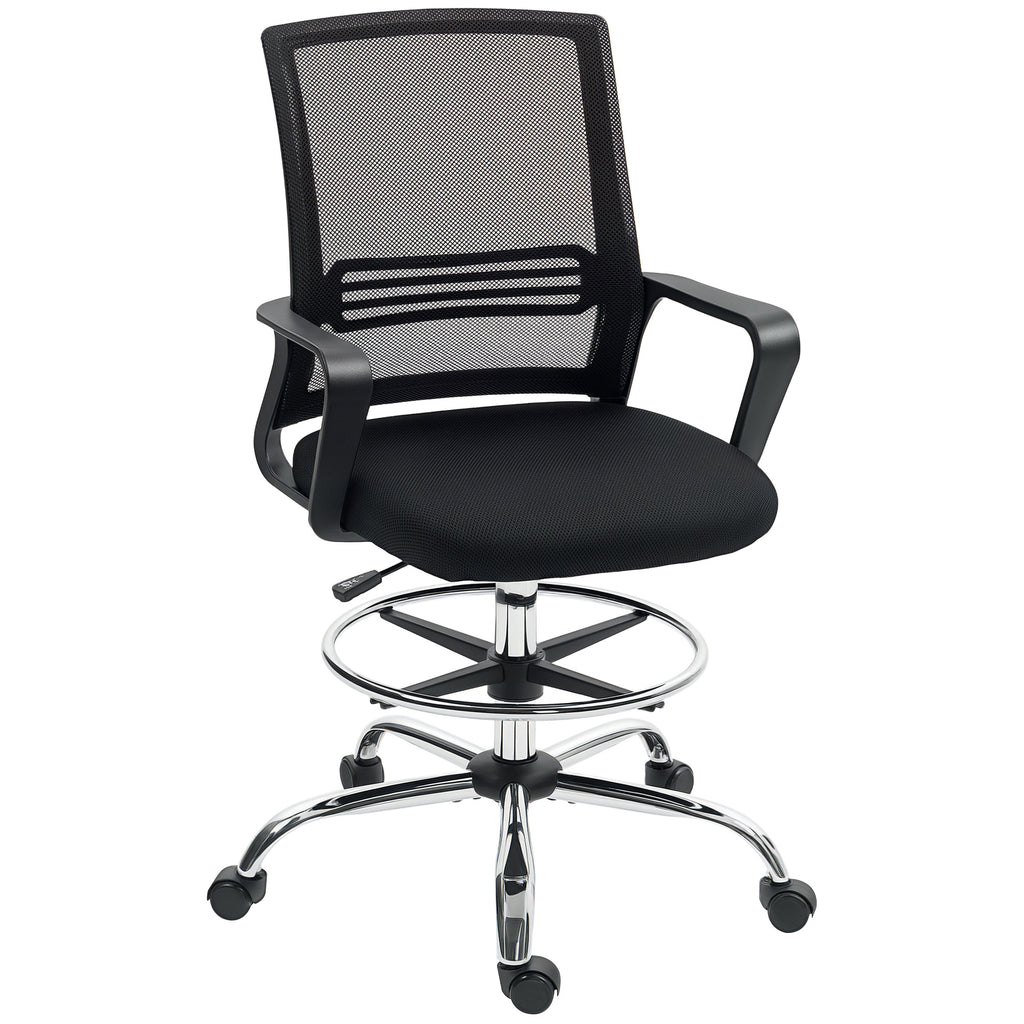 HOMCOM Bürostuhl, Drehstuhl, drehbarer Schreibtischstuhl, verstellbar, rollbar, Schwarz