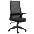 Vinsetto Bürostuhl Kopflehne Home-Office-Stuhl höhenverstellbarer Schreibtischstuhl ergonomisch 360°-Drehräder Büro Schaumstoff Nylon Schwarz 62 x 62 x 113-122 cm