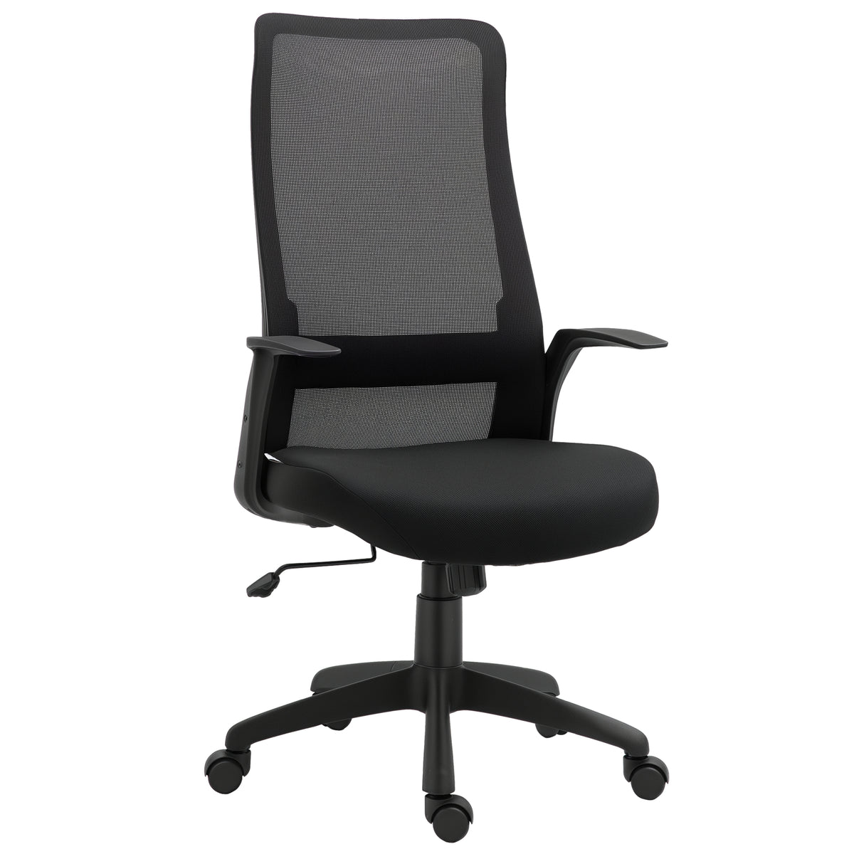 Vinsetto Bürostuhl Kopflehne Home-Office-Stuhl höhenverstellbarer Schreibtischstuhl ergonomisch 360°-Drehräder Büro Schaumstoff Nylon Schwarz 62 x 62 x 113-122 cm