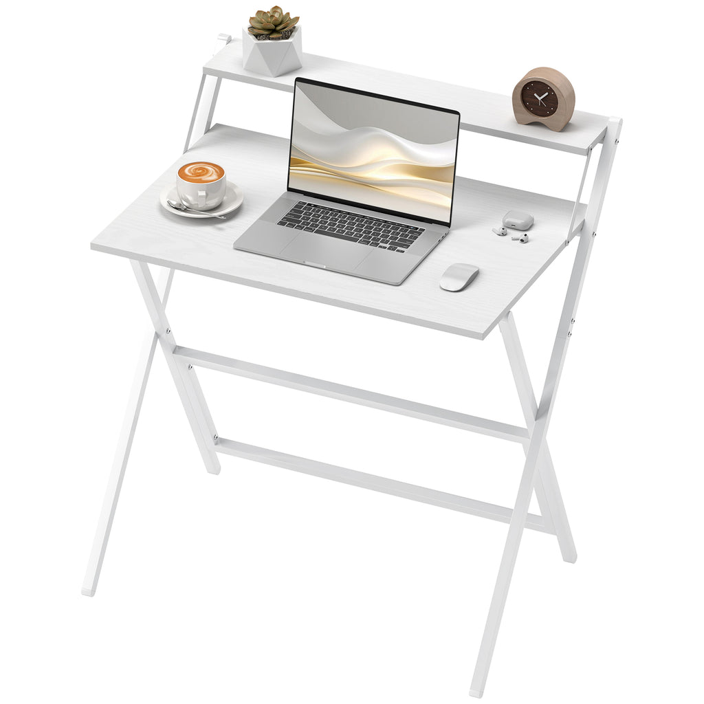 HOMCOM Klappbarer Schreibtisch 75,5 x 50 cm mit Ablagefach für Schlafzimmer, kleine Räume, Weiß