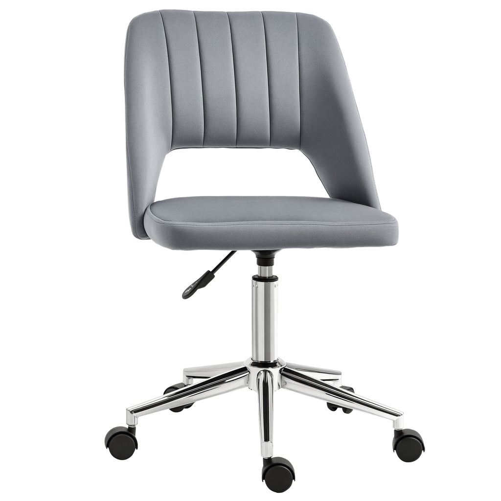 Vinsetto Höhenverstellbarer Schreibtischstuhl mit Rollen, 360° drehbar, Jakobsmuschel-Form, Schaumstoff, 49 x 60 x 79-91 cm, Dunkelgrau
