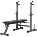 HOMCOM Hantelbank, 8 Positionen, klappbar, Stahlbasis, gepolstert, Kunstleder, 98-122H x 140L x 73B cm, Schwarz/Grau