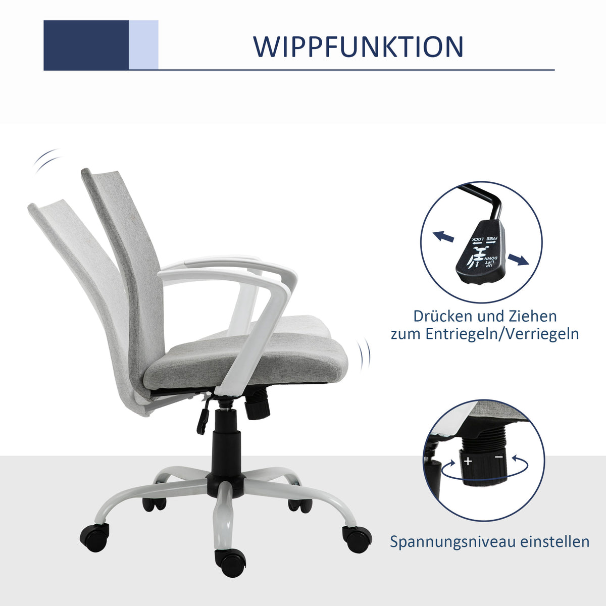 Vinsetto Bürostuhl Drehstuhl höhenverstellbarer Home-Office-Stuhl Schaumstoff Nylon