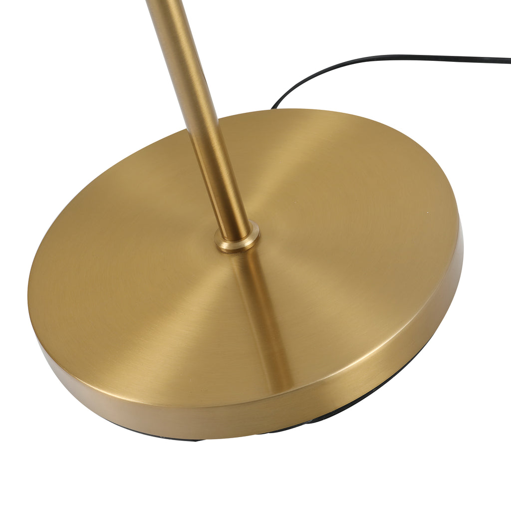 HOMCOM Stehlampe Stehleuchte Standleuchte 2-teiliger Glas-Lampenschirm, Stahl+Glas, 39 x 28 x 165cm (Golden+Weiß)