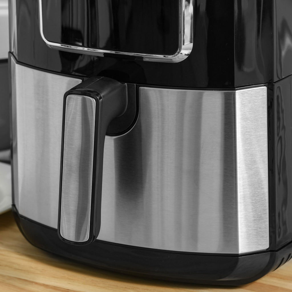 HOMCOM Heißluftfritteuse 6,5 L 1700W mit 8 Menüs LED-Display Antihaftbeschichteter Korb für gesundes ölfreies fettarmes Kochen Schwarz 36,5 x 29 x 33,8 cm
