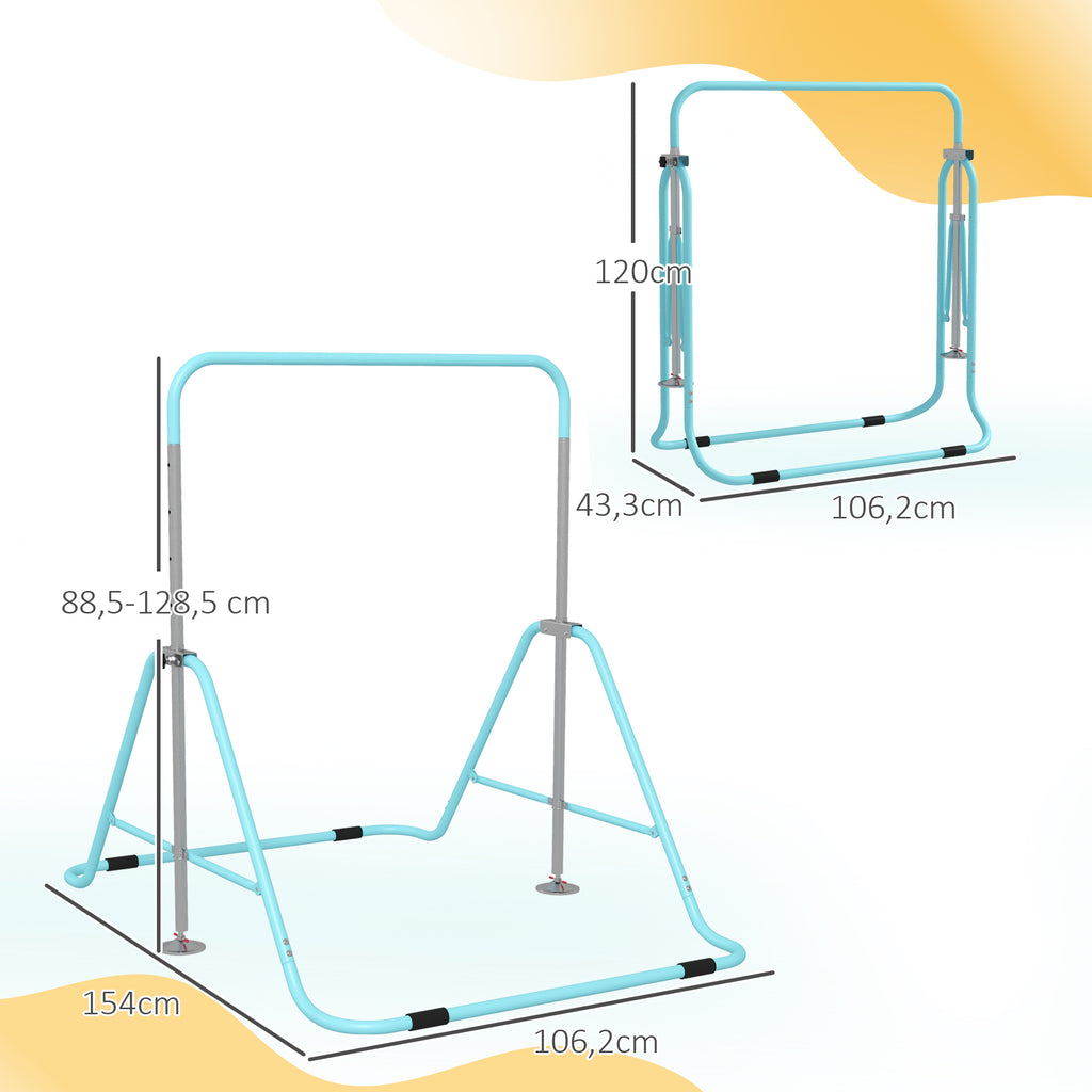 HOMCOM Kindergymnastikstange, klappbar, Höhenverstellbar von 88 bis 128 cm, Grün
