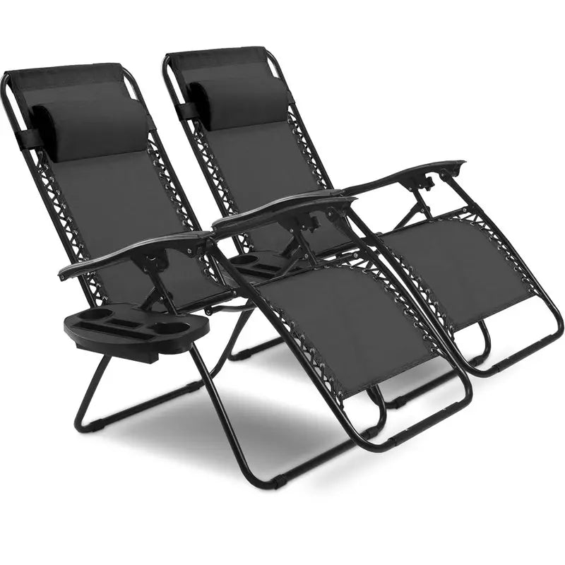 2-Piece Zero Gravity Patio Chairs – Folding Outdoor Recliners with Adjustable Positions