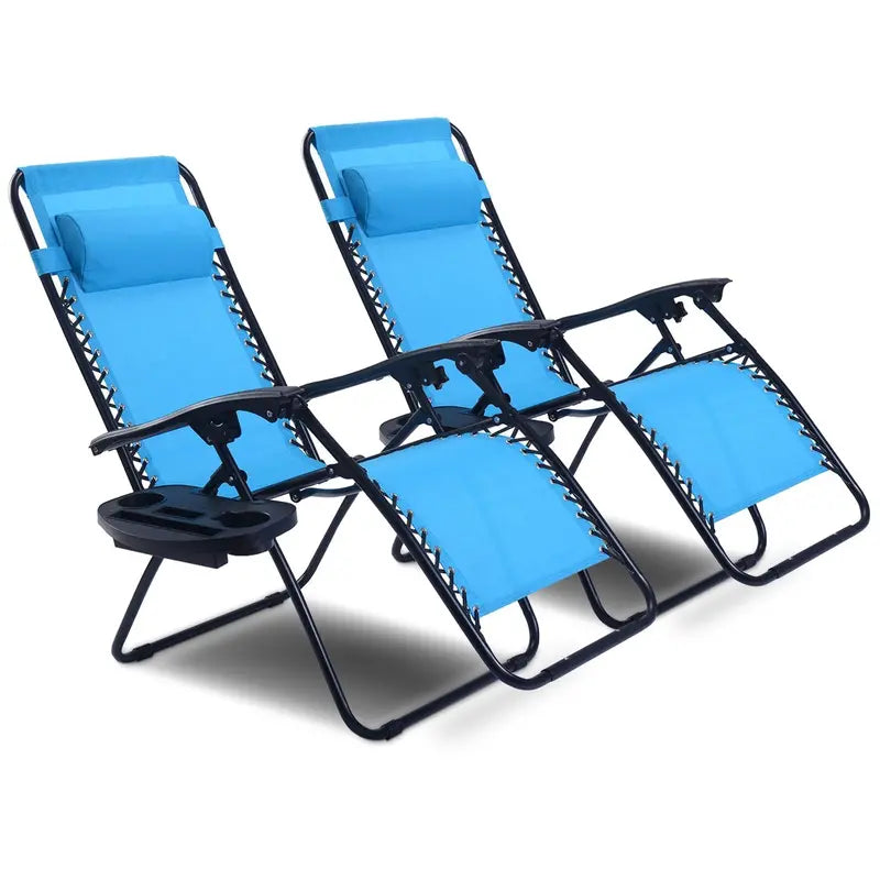 2-Piece Zero Gravity Patio Chairs – Folding Outdoor Recliners with Adjustable Positions