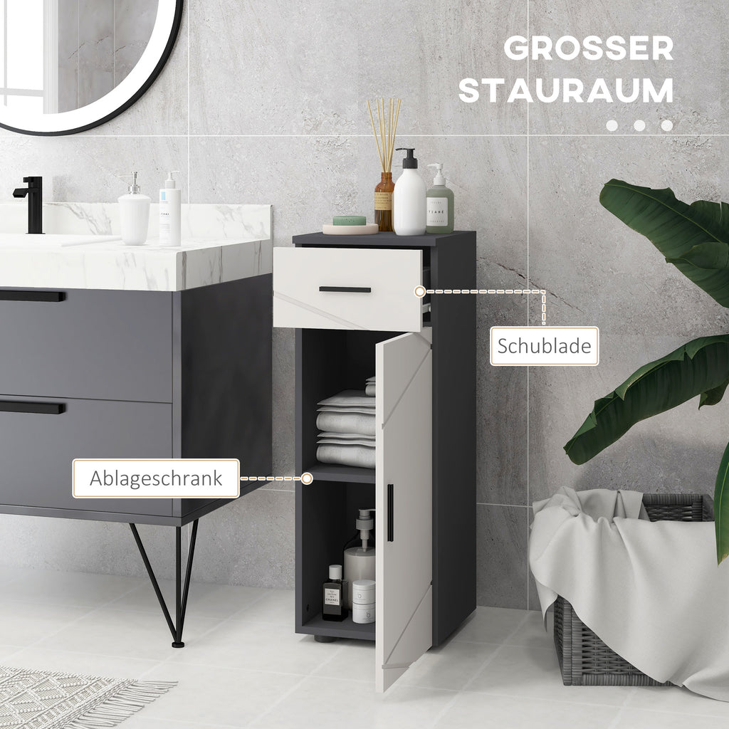 kleankin Badezimmerschrank, Badkommode, verstellbare Regale, bis zu 25 kg belastbar, Grau