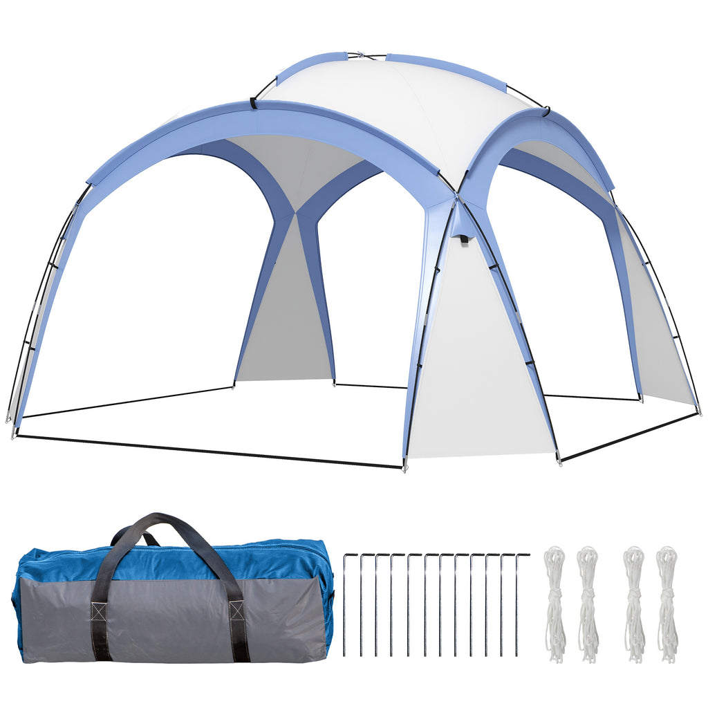 Outsunny Event Shelter 3,5 x 3,5m Pavillon mit Haken Tür Wasserabweisend winterfest Gartenpavillon Hellblau