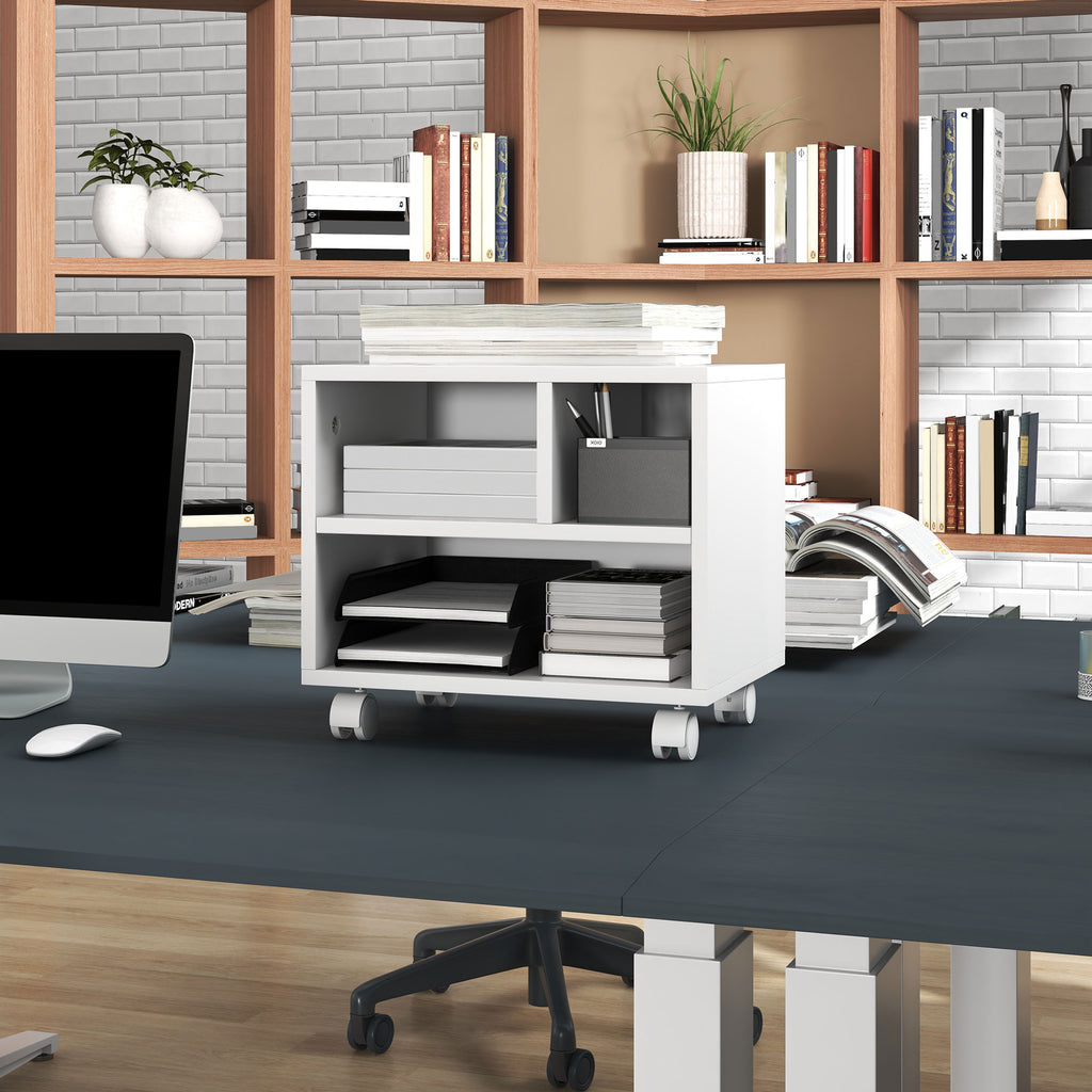 HOMCOM Druckerständer Büromöbel Büro Organizer 4 offene Fächer 40L x 30B x 36H cm weiß
