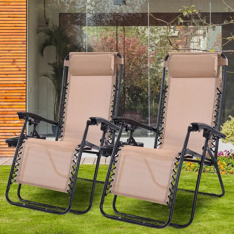 2-Piece Zero Gravity Patio Chairs – Folding Outdoor Recliners with Adjustable Positions