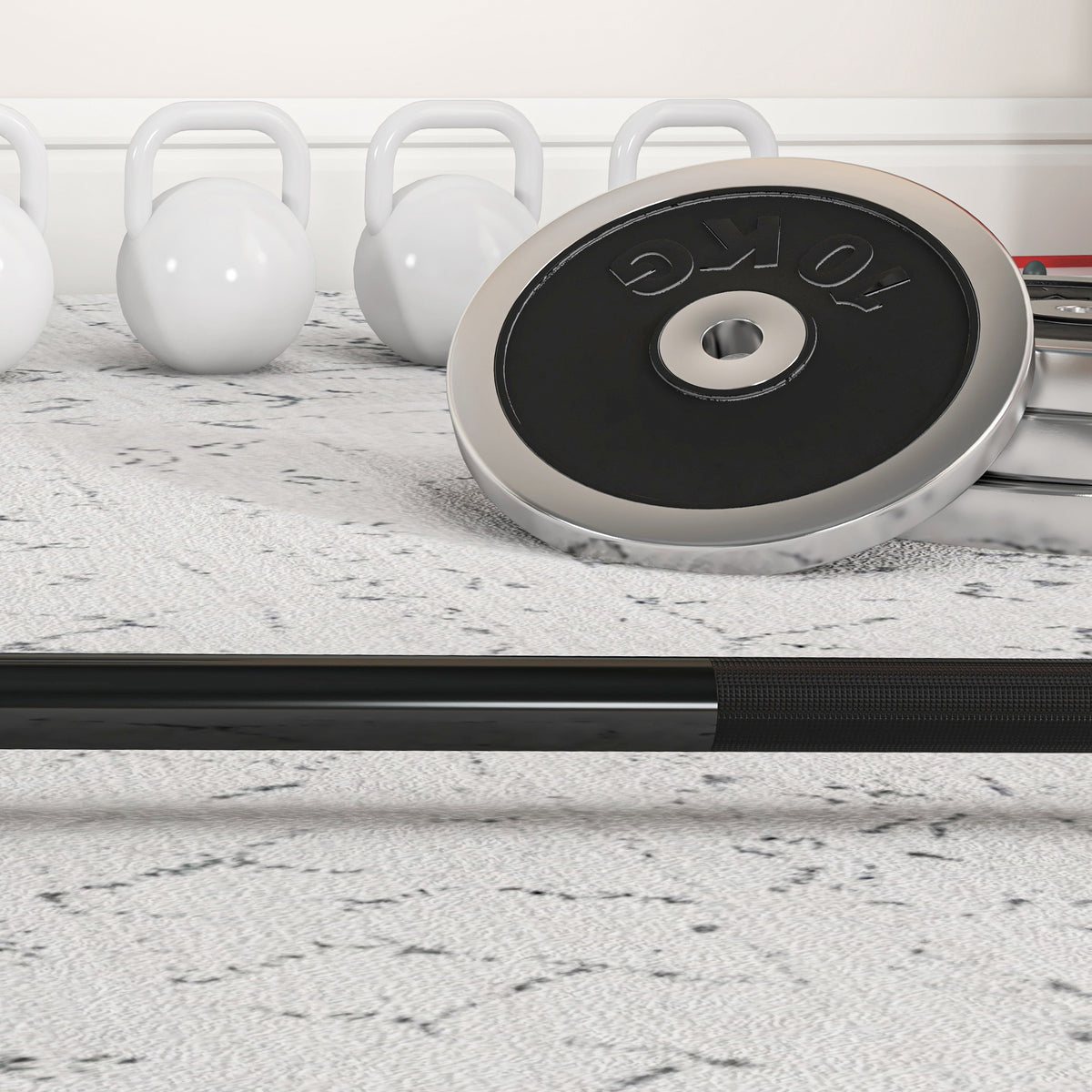 SPORTNOW Langhantelstange aus Stahl 180 cm Ø50 mm mit 2 Klemmen Belastbarkeit 200 kg Langhantelstange für Hantelscheiben Ø5 cm Fitness