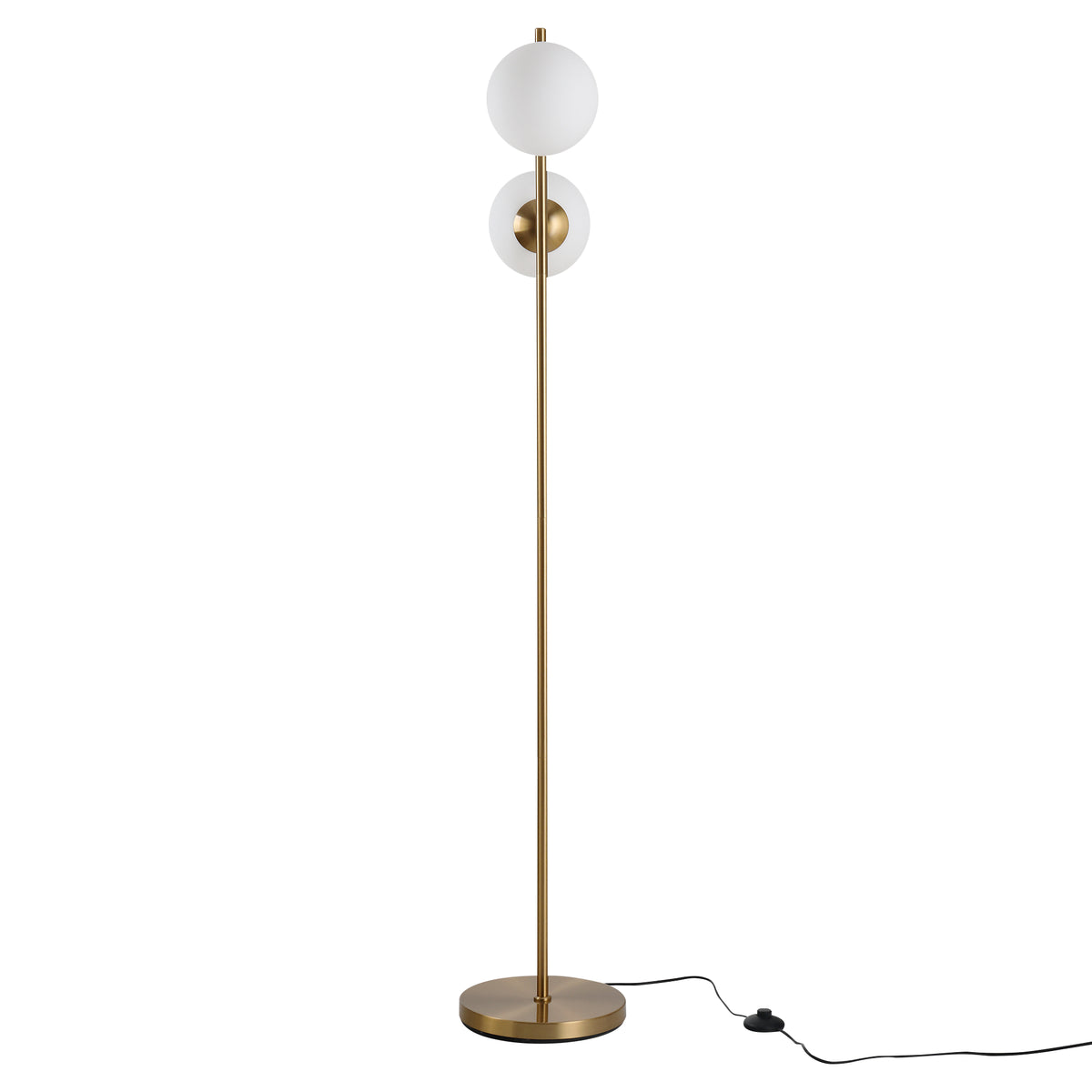 HOMCOM Stehlampe Stehleuchte Standleuchte 2-teiliger Glas-Lampenschirm, Stahl+Glas, 39 x 28 x 165cm (Golden+Weiß)