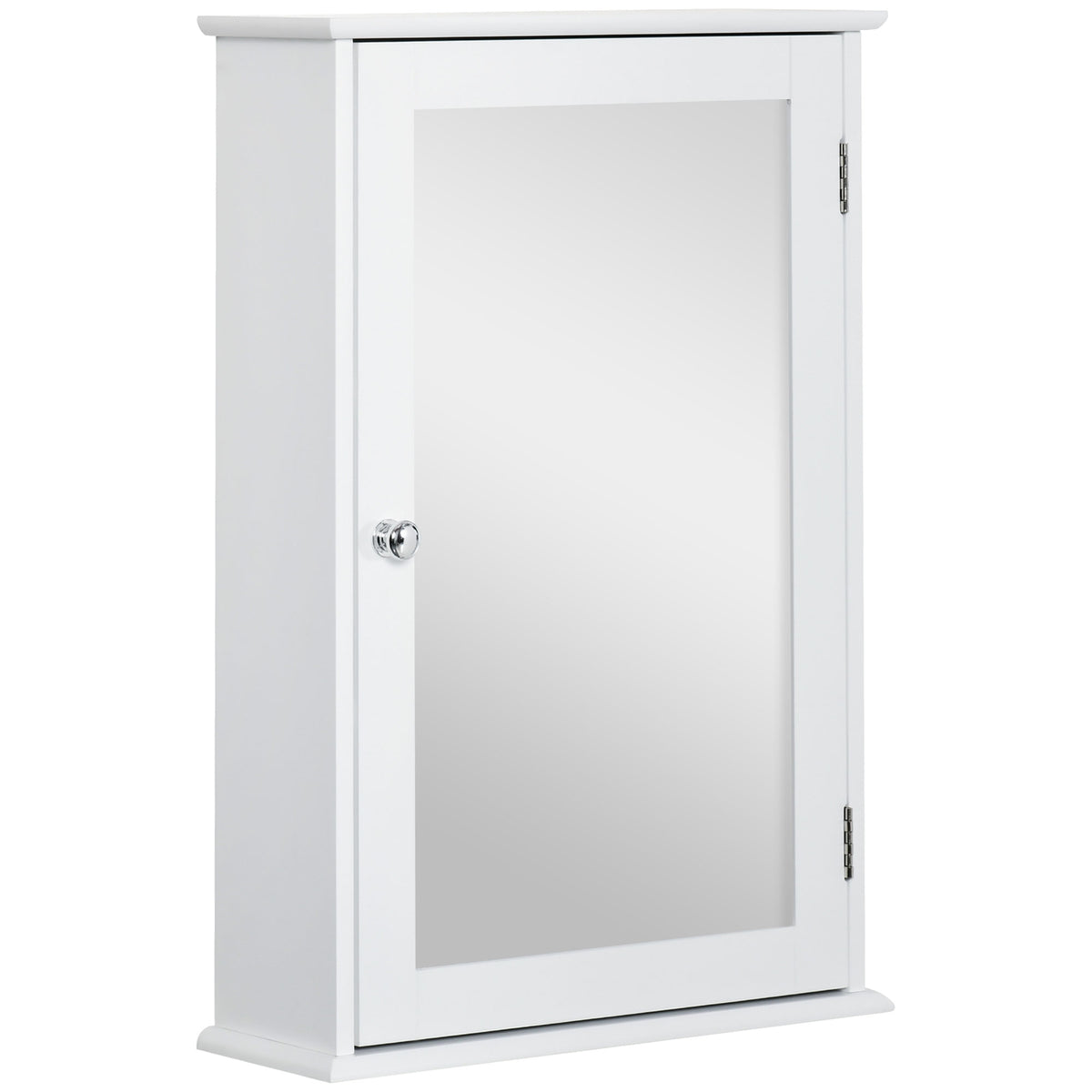 kleankin Wandspiegel-Schrank für das Badezimmer mit Spiegel - Spiegelschrank - WC-Aufbewahrungsschrank - 1 Tür, 2 Regale - Weißes MDF-Glas