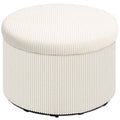 HOMCOM Fußhocker mit 97 L Stauraum, Cordstoff, Schaumstoff, Sitzhocker, Beige