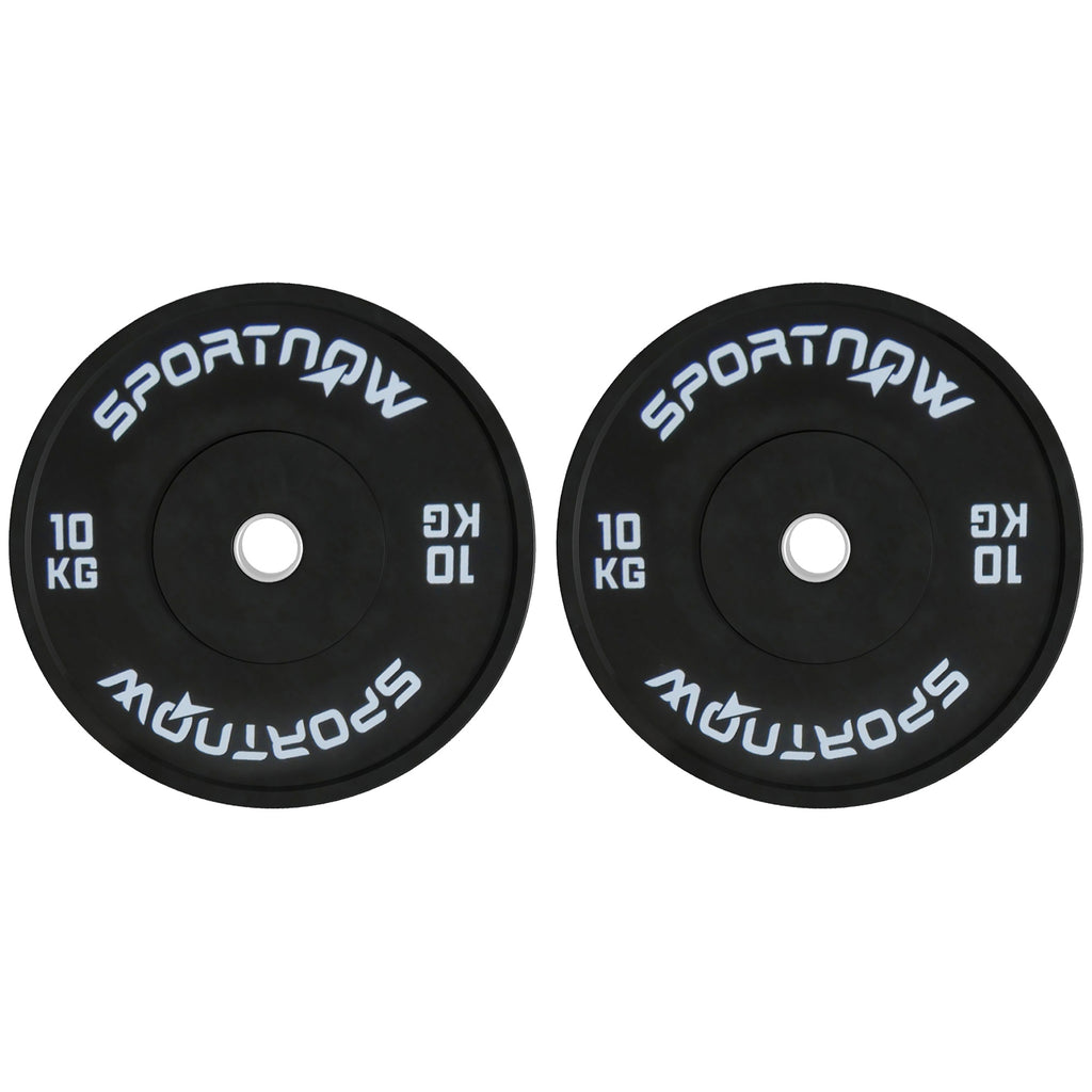 SPORTNOW Set von 2 Hantelscheiben zu je 10kg für Langhantelstangen und Kurzhanteln mit 5cm Anschluss, Schwarz