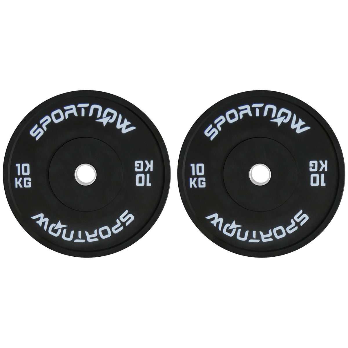SPORTNOW Set von 2 Hantelscheiben zu je 10kg für Langhantelstangen und Kurzhanteln mit 5cm Anschluss, Schwarz