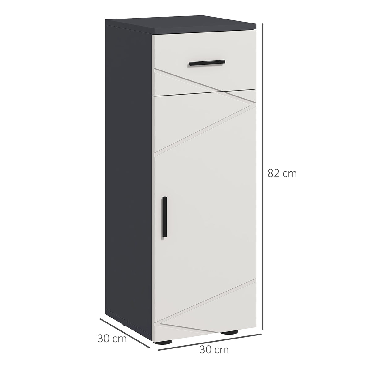 kleankin Badezimmerschrank, Badkommode, verstellbare Regale, bis zu 25 kg belastbar, Grau