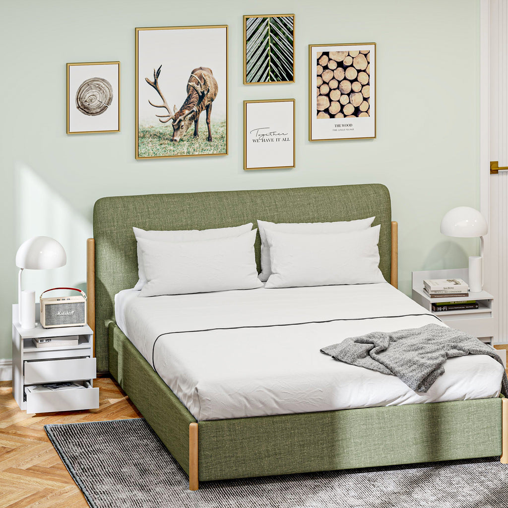 HOMCOM Nachttisch im 2er-Set mit Schubladen und Ablage, moderner Beistelltisch, für Schlafzimmer, Weiß