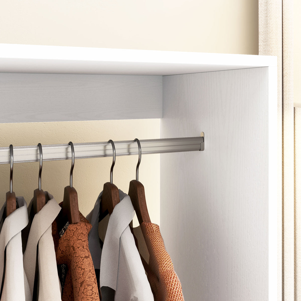 HOMCOM Kleiderschrank Garderobe,60 cm x 40 cm x 127 cm, 1 Kleiderstange, 2 Regale, Weiß